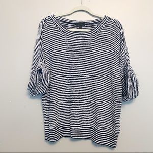 J.Crew Navy and White Striped Sweater Large